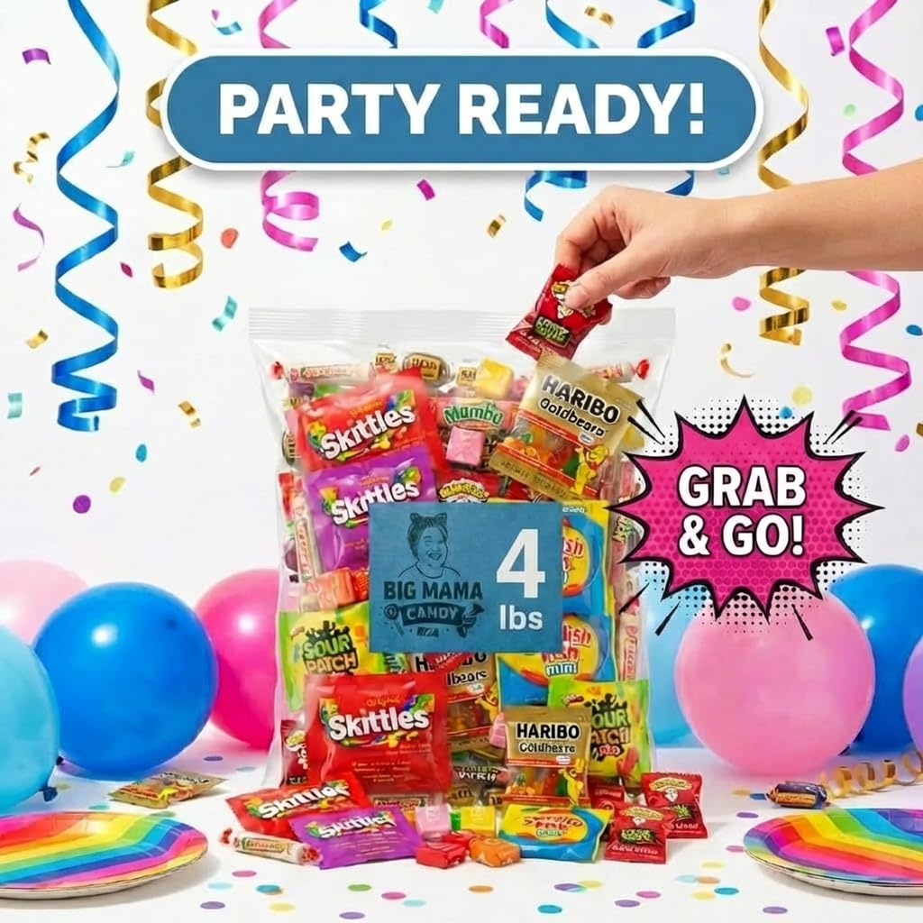 Big Mama Candy 4 lb Assorted Candy Variety Pack – Bulk, Individually Wrapped