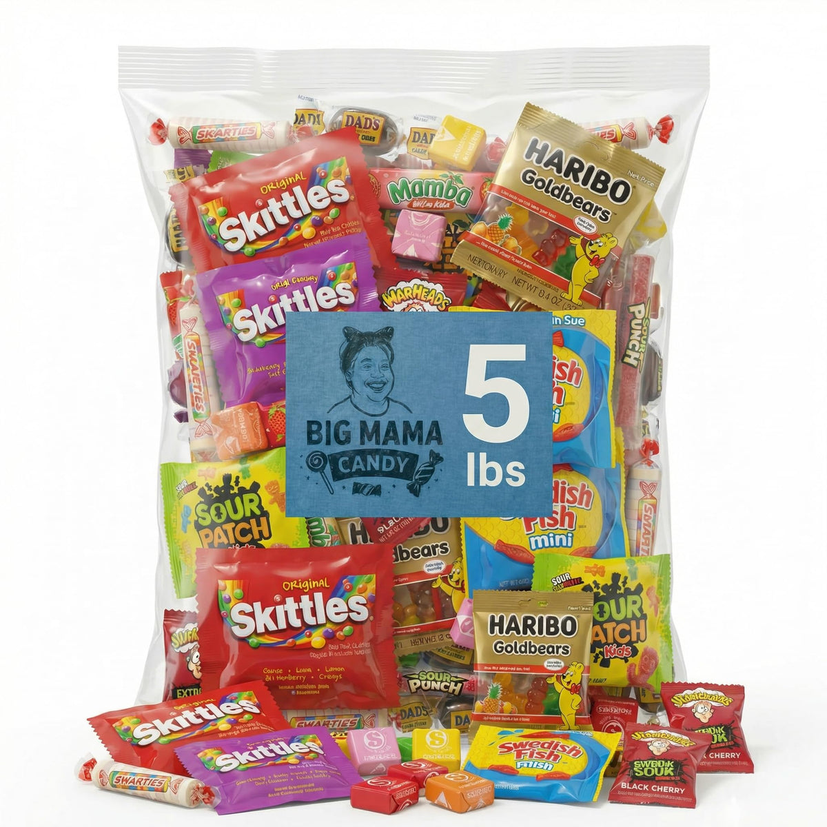 Big Mama Candy Assorted Candy Variety Pack 5 lb Bulk – Individually Wrapped Party Favors & Treats