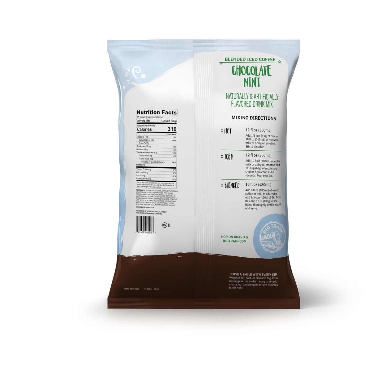Big Train Chocolate Mint Blended Ice Coffee Mix – 3.5 lb Just-Add-Water Frappe