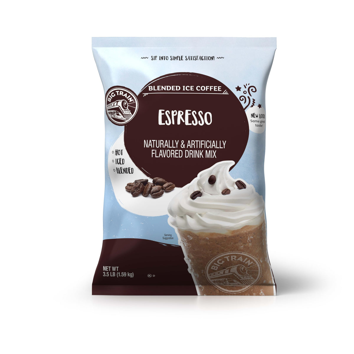 Big Train Espresso Blended Ice Coffee Mix – 3.5 lb Frappe Mix for Home or Café