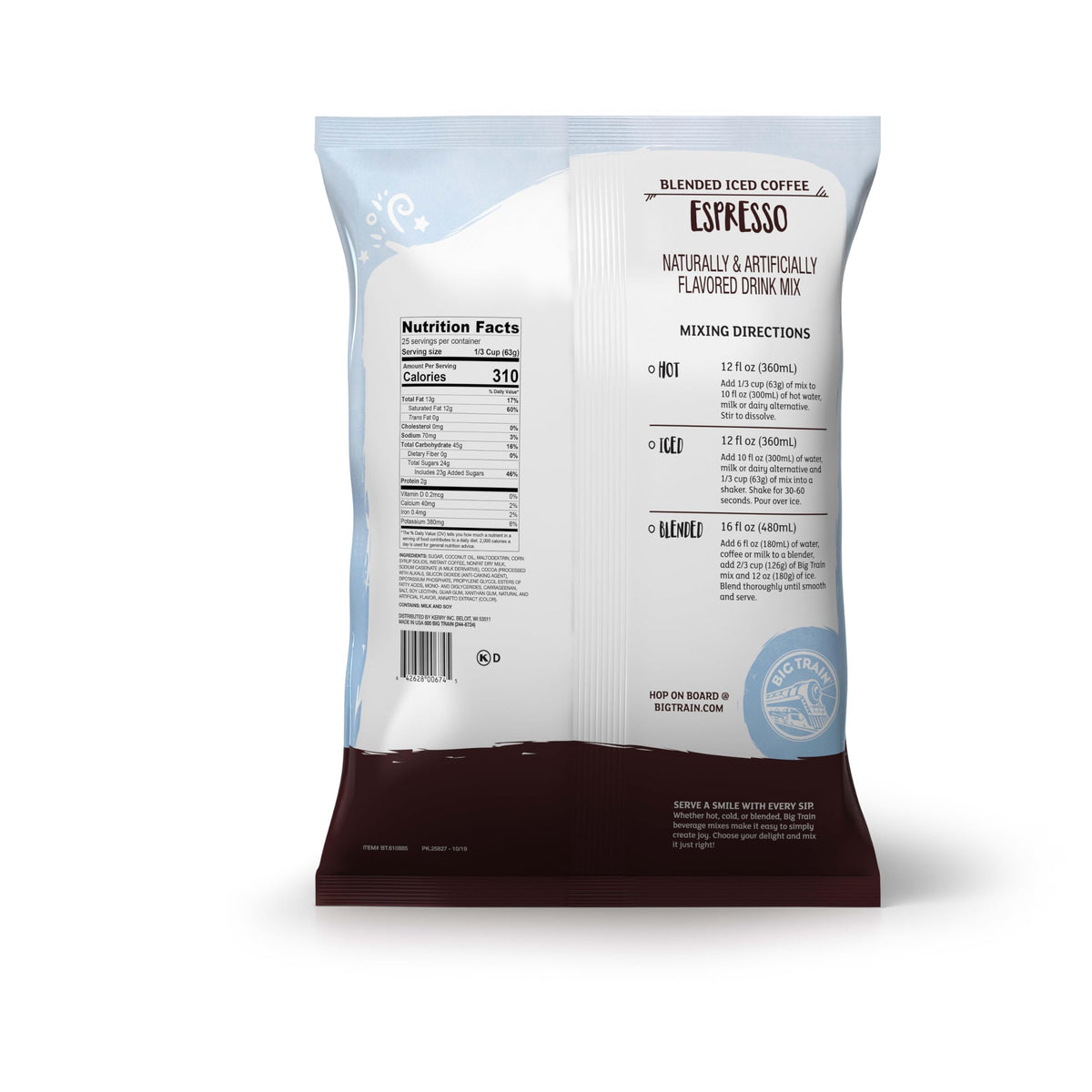 Big Train Espresso Blended Ice Coffee Mix – 3.5 lb Frappe Mix for Home or Café