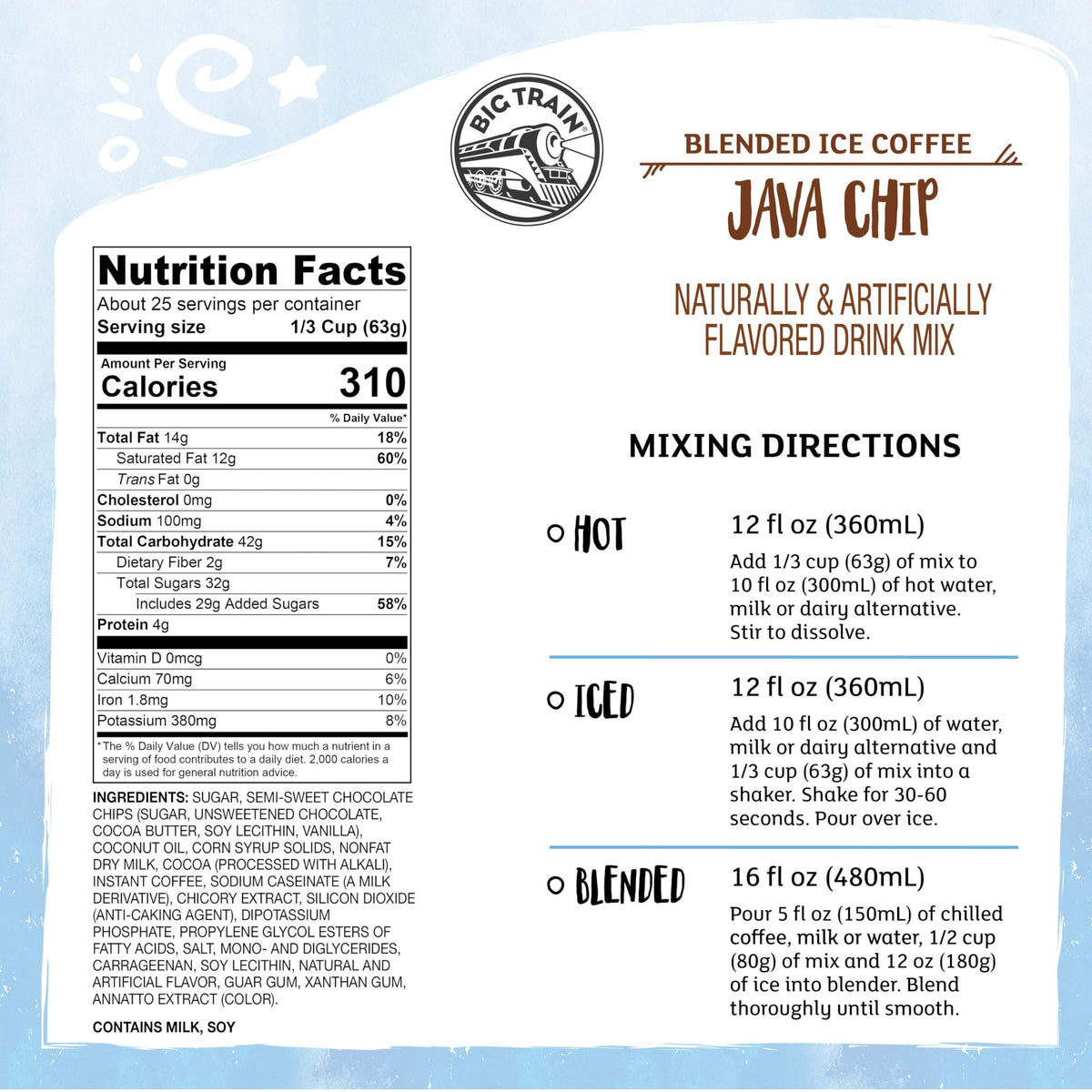 Big Train Java Chip Blended Ice Coffee Frappe Mix – 3.5 lb