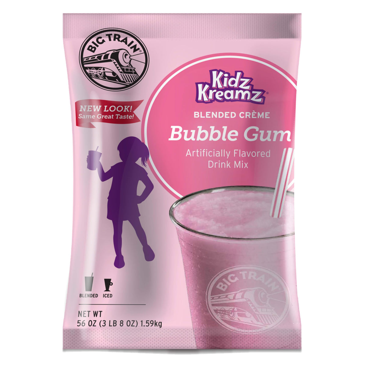 Big Train Kidz Kreamz Bubble Gum Blended Beverage Mix – 3.5 lb, Kid-Friendly Frappe Base