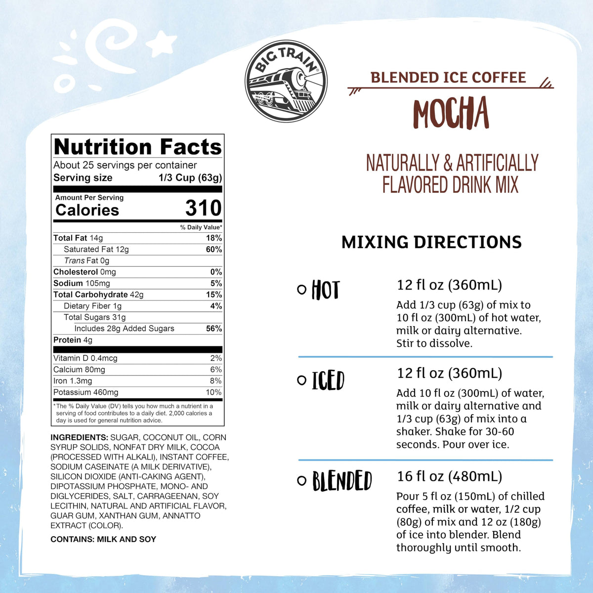 Big Train Mocha Blended Ice Coffee Mix, 3.5 lb - Pack of 1