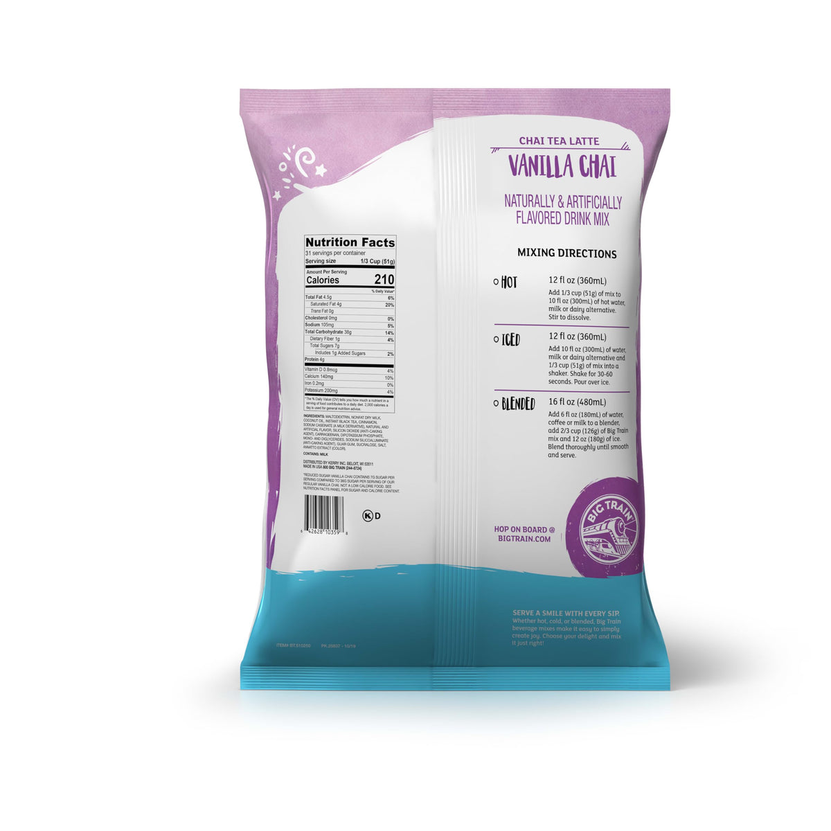 Big Train No Sugar Added Vanilla Chai Tea Latte Mix – 3.5 lb