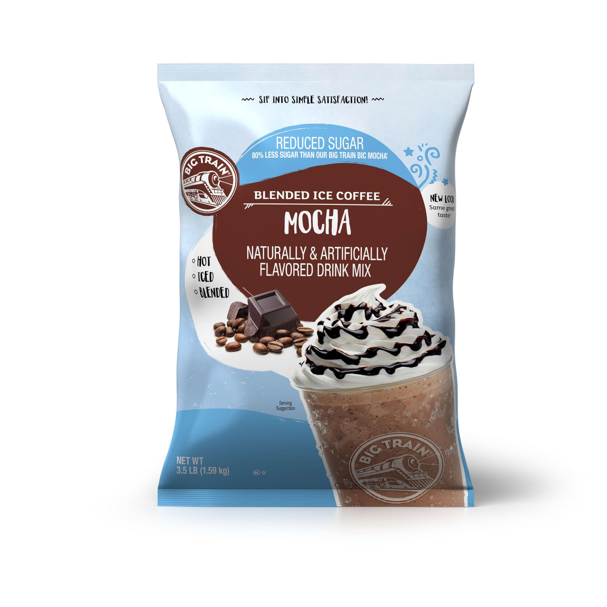 Big Train Reduced Sugar Mocha Blended Ice Coffee Mix – 3.5 lb