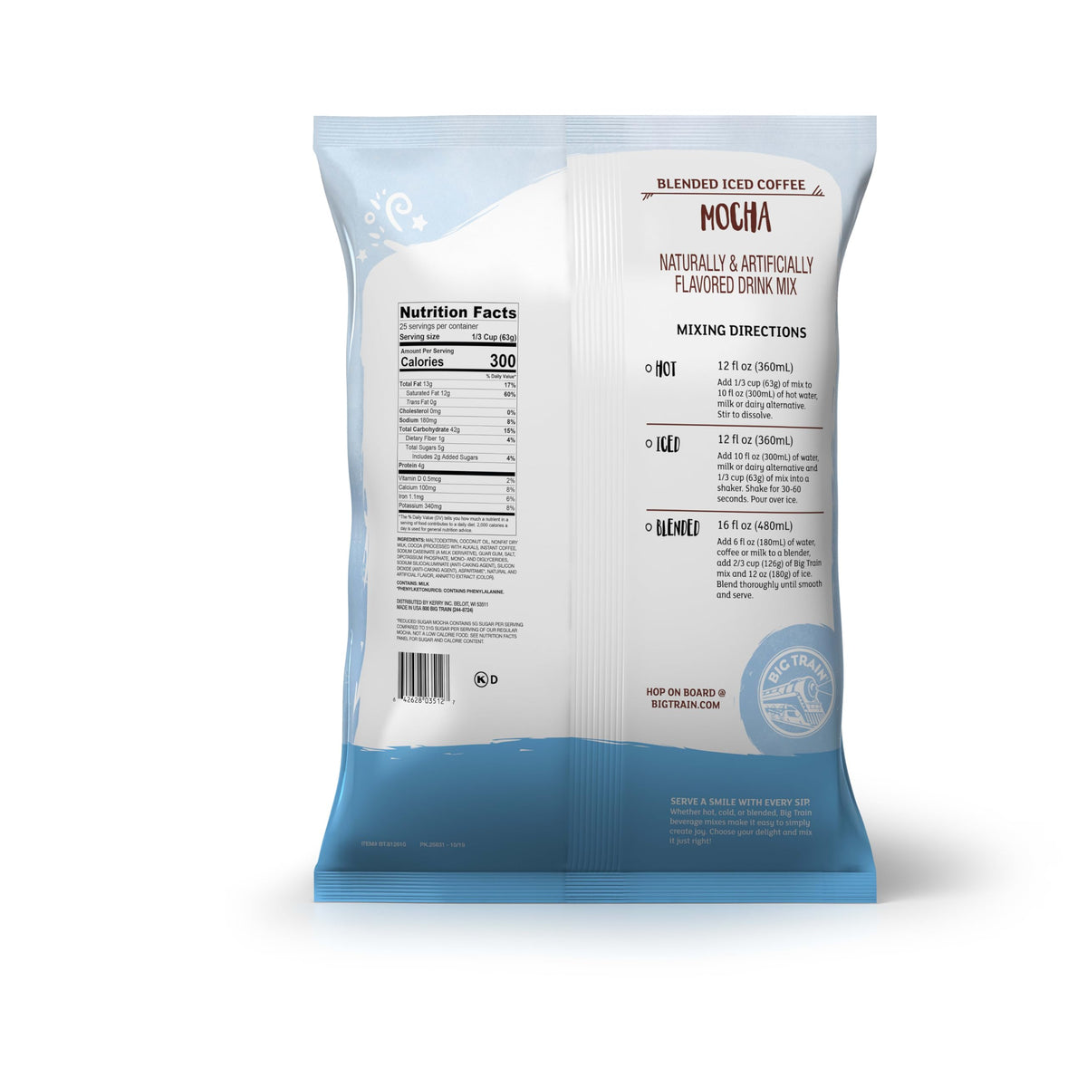 Big Train Reduced Sugar Mocha Blended Ice Coffee Mix – 3.5 lb