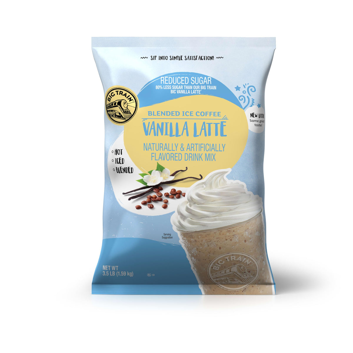 Big Train Reduced Sugar Vanilla Latte Blended Ice Coffee Mix – 3.5 lb