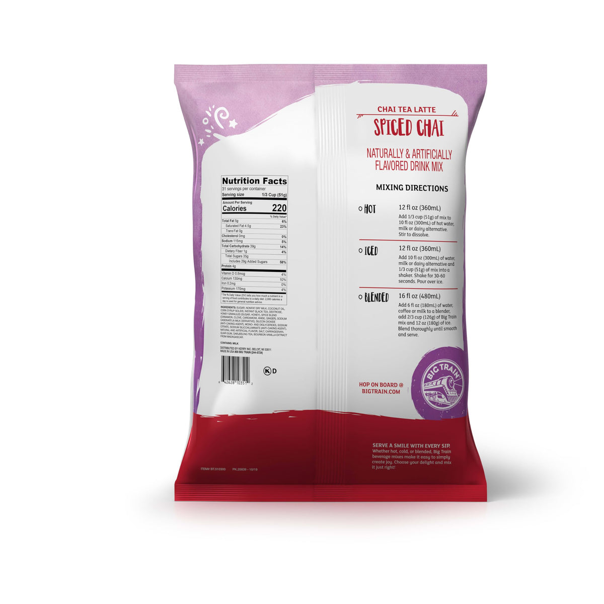 Big Train Spiced Chai Tea Latte Mix, 3.5 lb – Quick Prep Latte Beverage