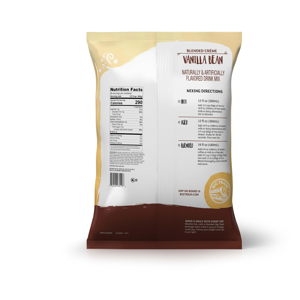 Big Train Vanilla Bean Blended Crème Beverage Mix – 3.5 lb