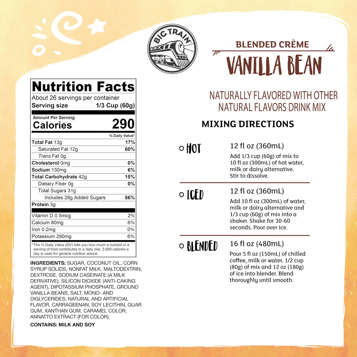 Big Train Vanilla Bean Blended Crème Beverage Mix – 3.5 lb