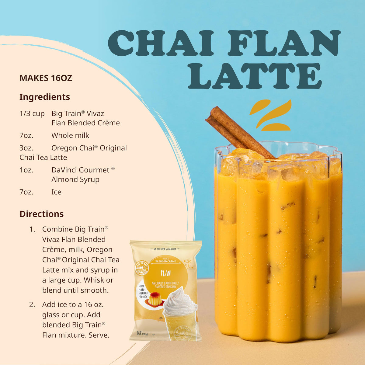 Big Train Vivaz Flan Blended Crème Frappe Mix | Rich Caramel Flan Flavor