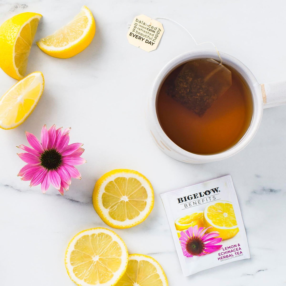 Bigelow Benefits Stay Well Lemon & Echinacea Herbal Tea – Caffeine Free, 108 Bags (6-Pack)