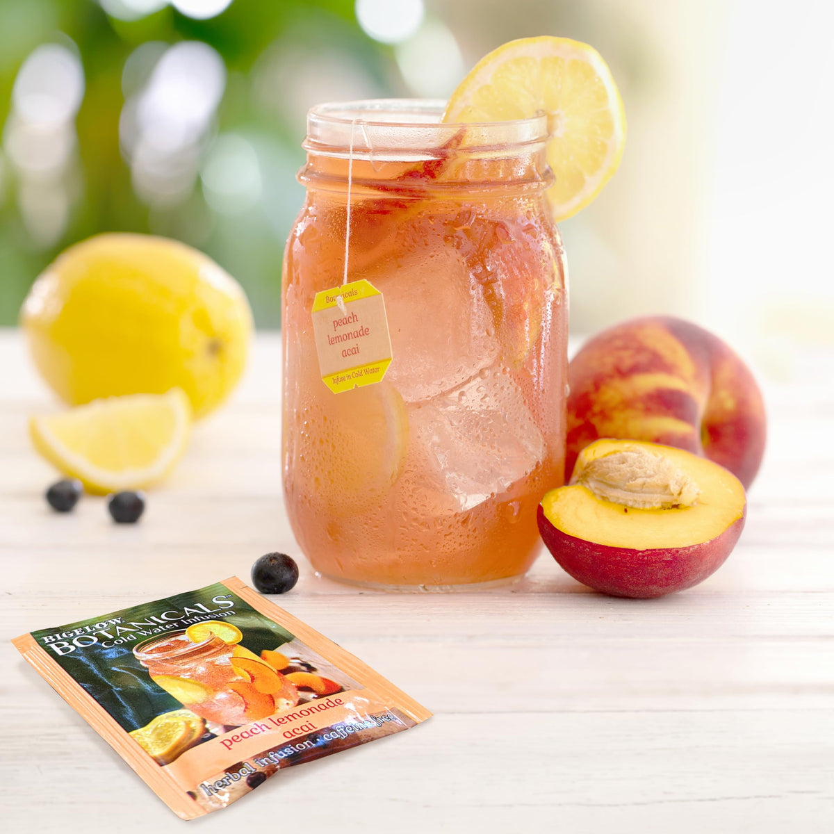 Bigelow Botanicals Cold Water Infusion Peach Lemonade Acai – Caffeine Free Herbal Tea for Flavorful Water, 108 Bags (6 Pack)