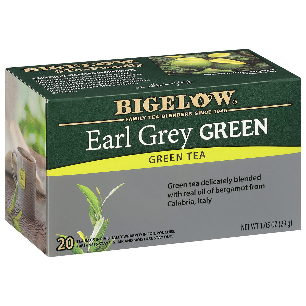 Bigelow Earl Grey Green Tea, Caffeinated, 120 Bags (6-Pack)