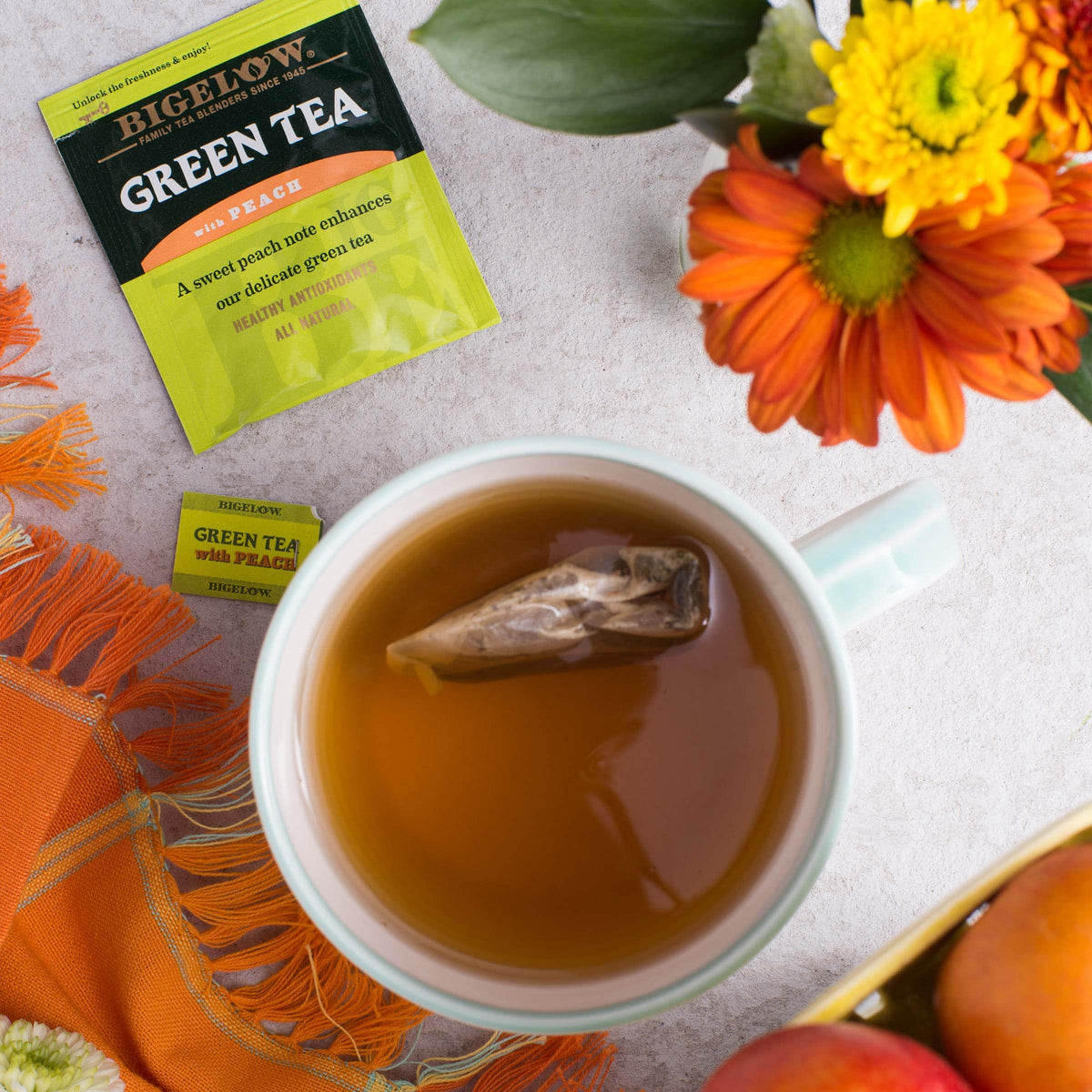 Bigelow Tea Green Tea with Peach — Caffeinated Green Tea, 120 Total Tea Bags (6 Boxes)