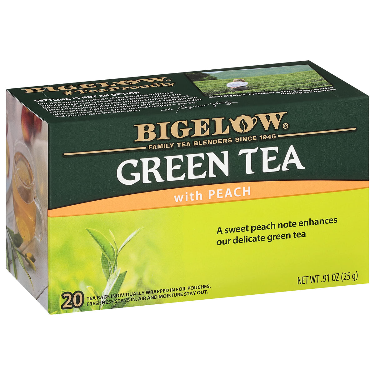 Bigelow Tea Green Tea with Peach — Caffeinated Green Tea, 120 Total Tea Bags (6 Boxes)