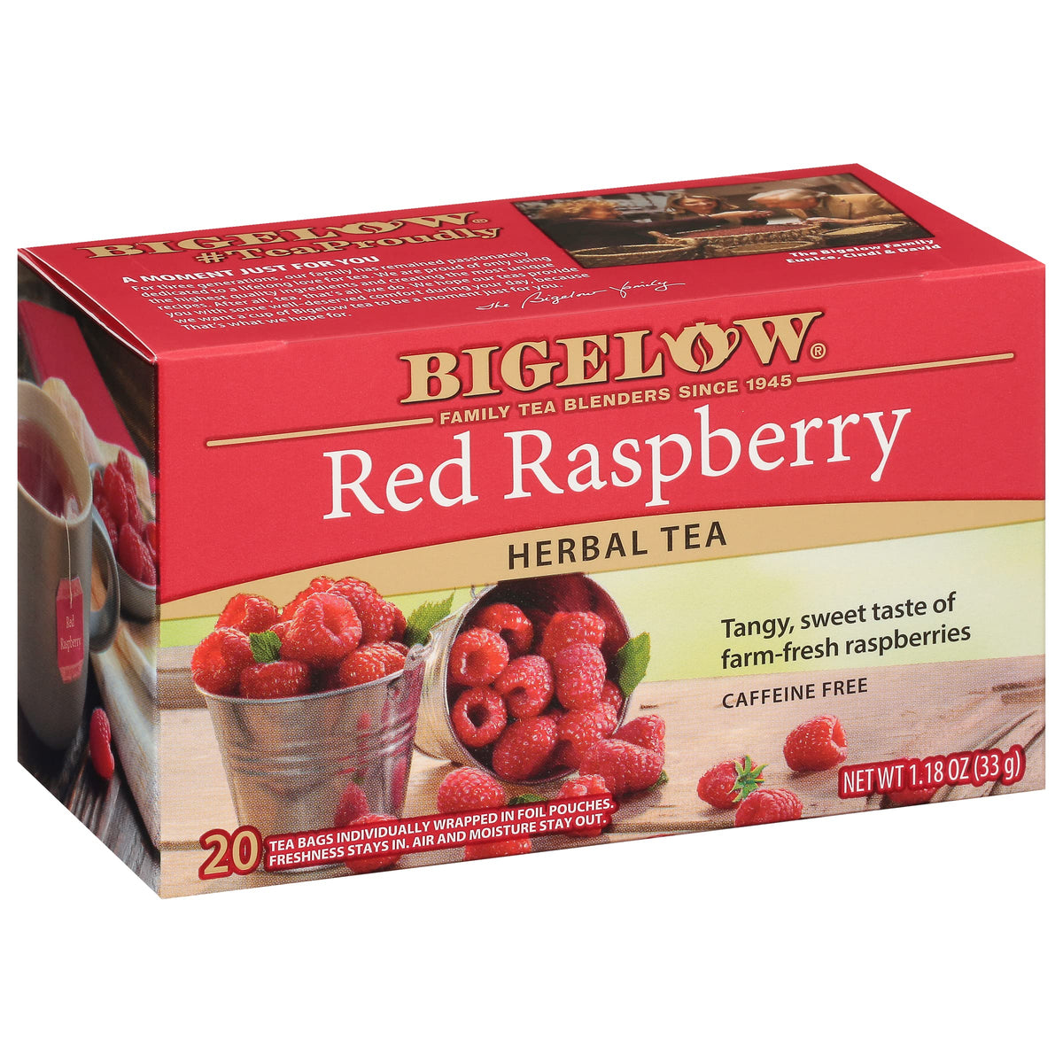 Bigelow Tea Red Raspberry Herbal Tea – Caffeine Free, 120 Tea Bags (Pack of 6)