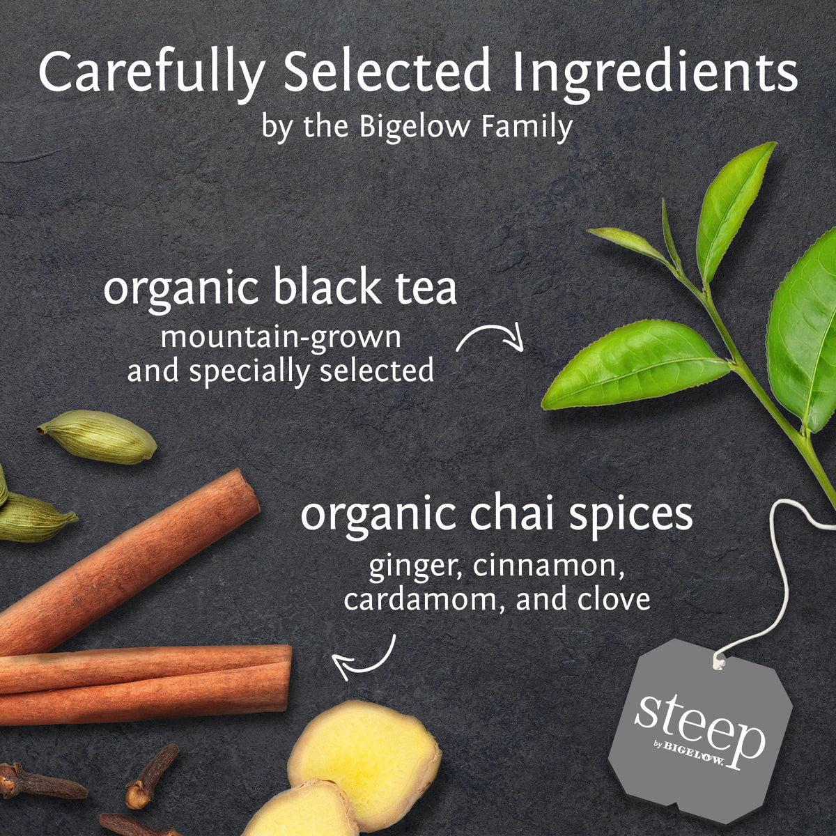 Steep by Bigelow Organic Chai Black Tea — Caffeinated, 120 Bags (6-Pack)