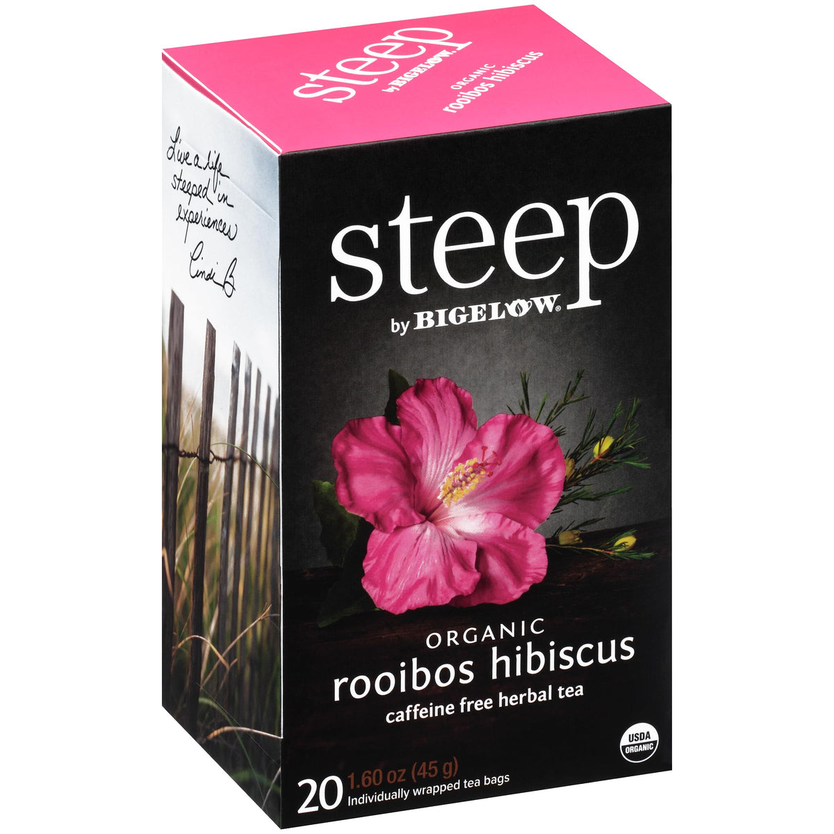 Steep by Bigelow Organic Rooibos Hibiscus Herbal Tea — Caffeine Free, 120 Bags (Pack of 6)