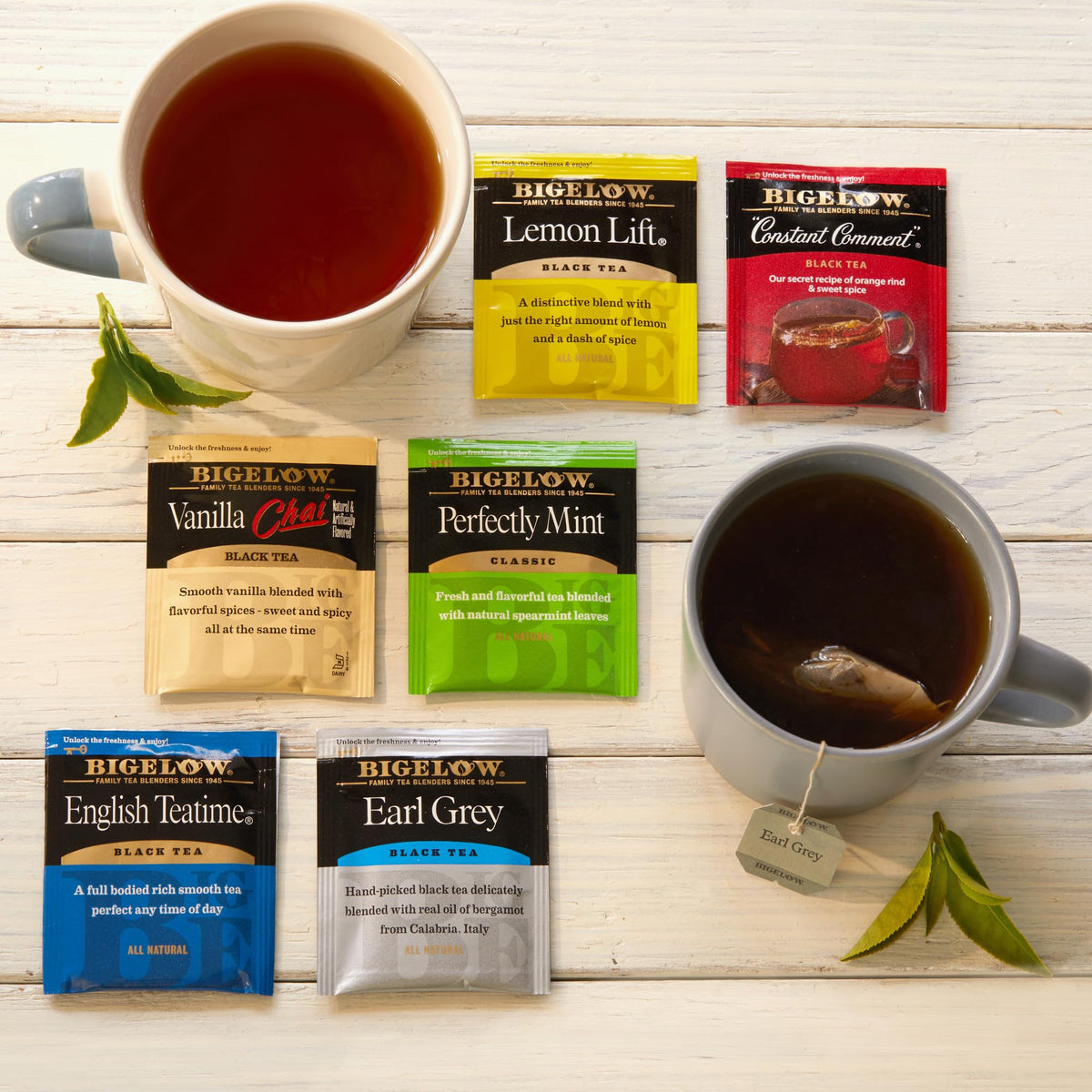 Bigelow Tea 6-Flavor Black Tea Variety Pack – 120 Caffeinated Bags (Mint, Lemon, Constant Comment, English Teatime, Earl Grey, Vanilla Chai)