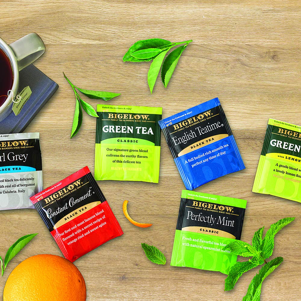 Bigelow Tea Assorted Black & Green Teas Variety Pack – 108 Bags, 6 Flavors