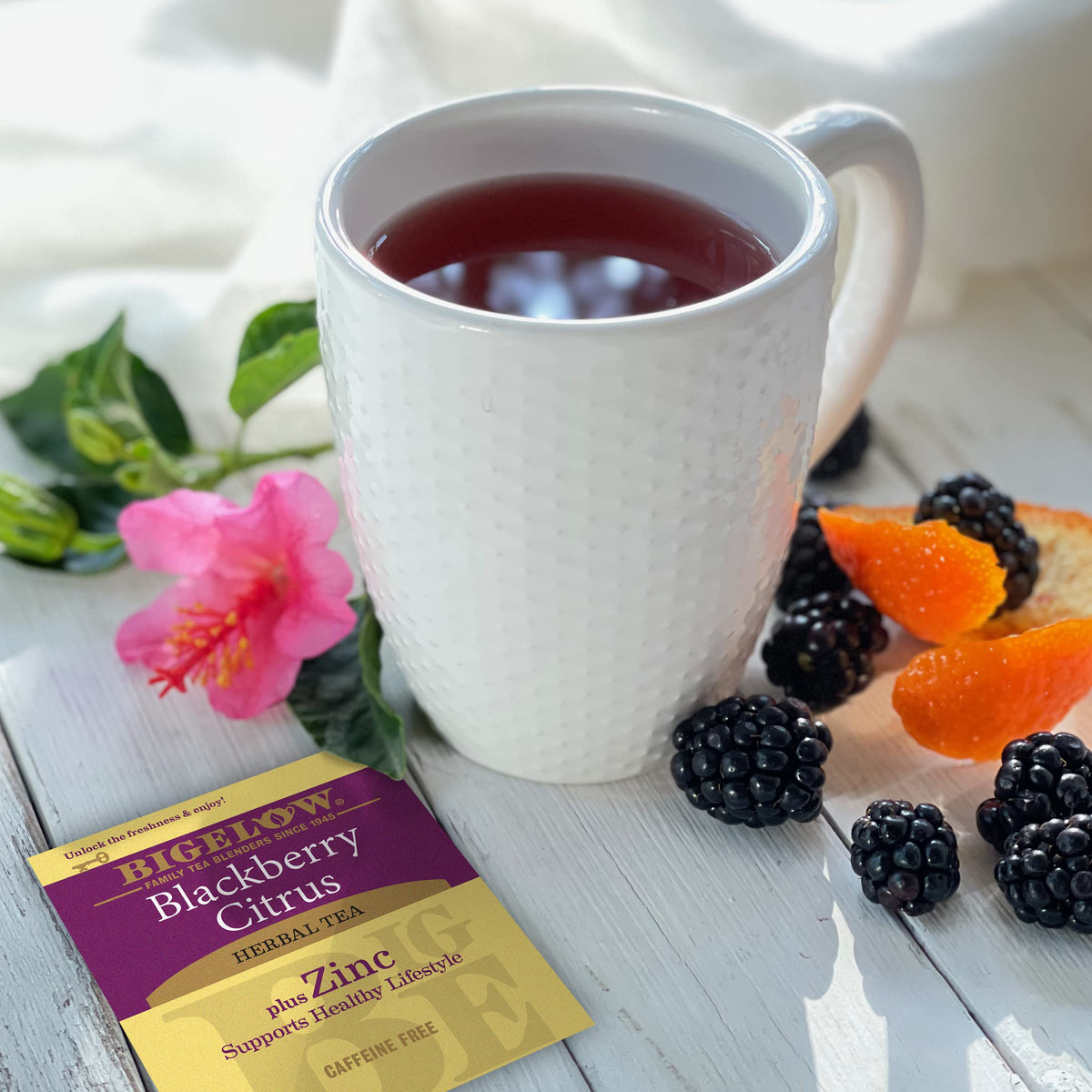 Bigelow Blackberry Citrus Plus Zinc Herbal Tea — Caffeine Free, 108 Bags (6 Pack)