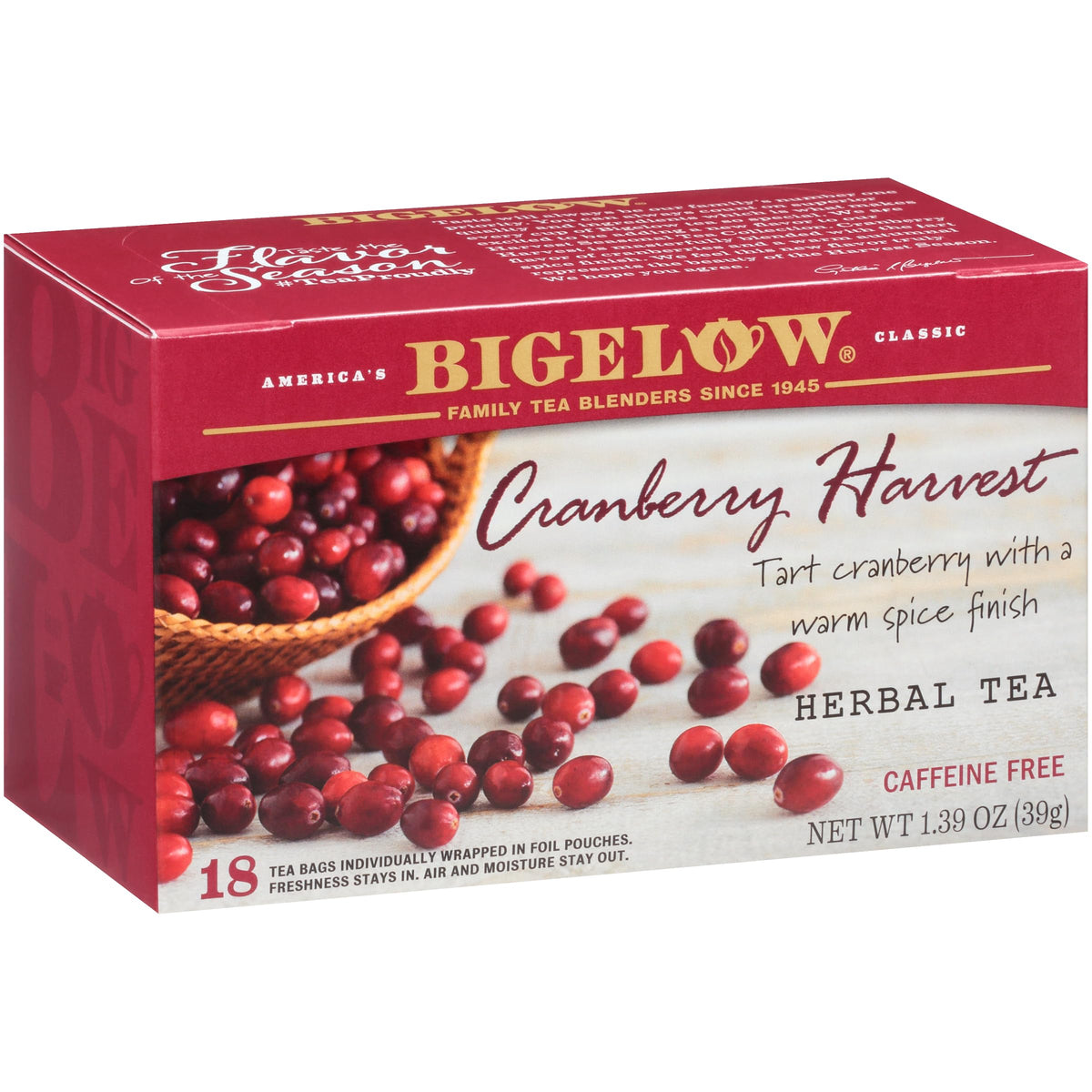 Bigelow Tea Cranberry Harvest Herbal Tea — Caffeine Free, Cranberry & Spice, 108 Bags (Pack of 6)