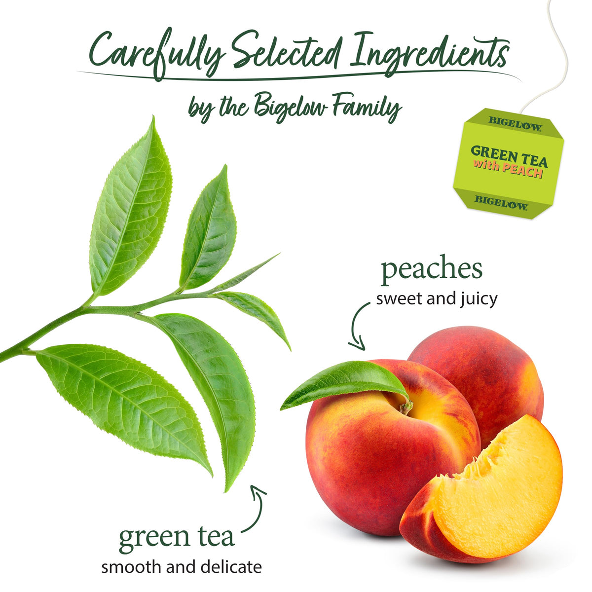 Bigelow Tea Green Tea with Peach — Caffeinated Green Tea, 120 Total Tea Bags (6 Boxes)