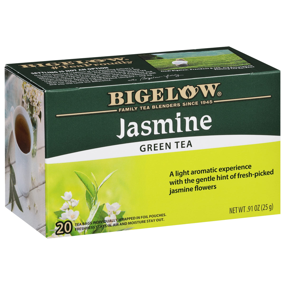 Bigelow Tea Jasmine Green Tea, Caffeinated, 20-Count Box (Pack of 6) – 120 Tea Bags