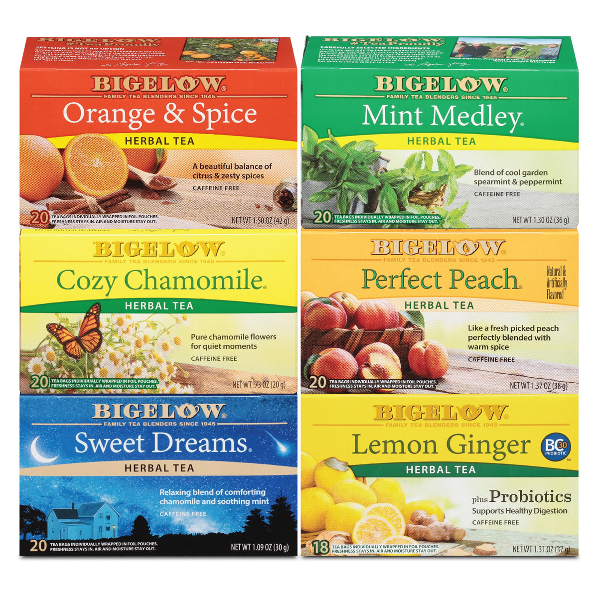 Bigelow Tea Caffeine Free 6-Flavor Herbal Variety Pack | 118 Bags
