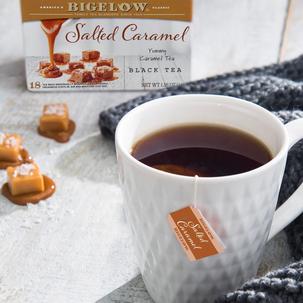 Bigelow Tea Salted Caramel Black Tea — Caffeinated Holiday Tea, 108 Bags (Pack of 6)