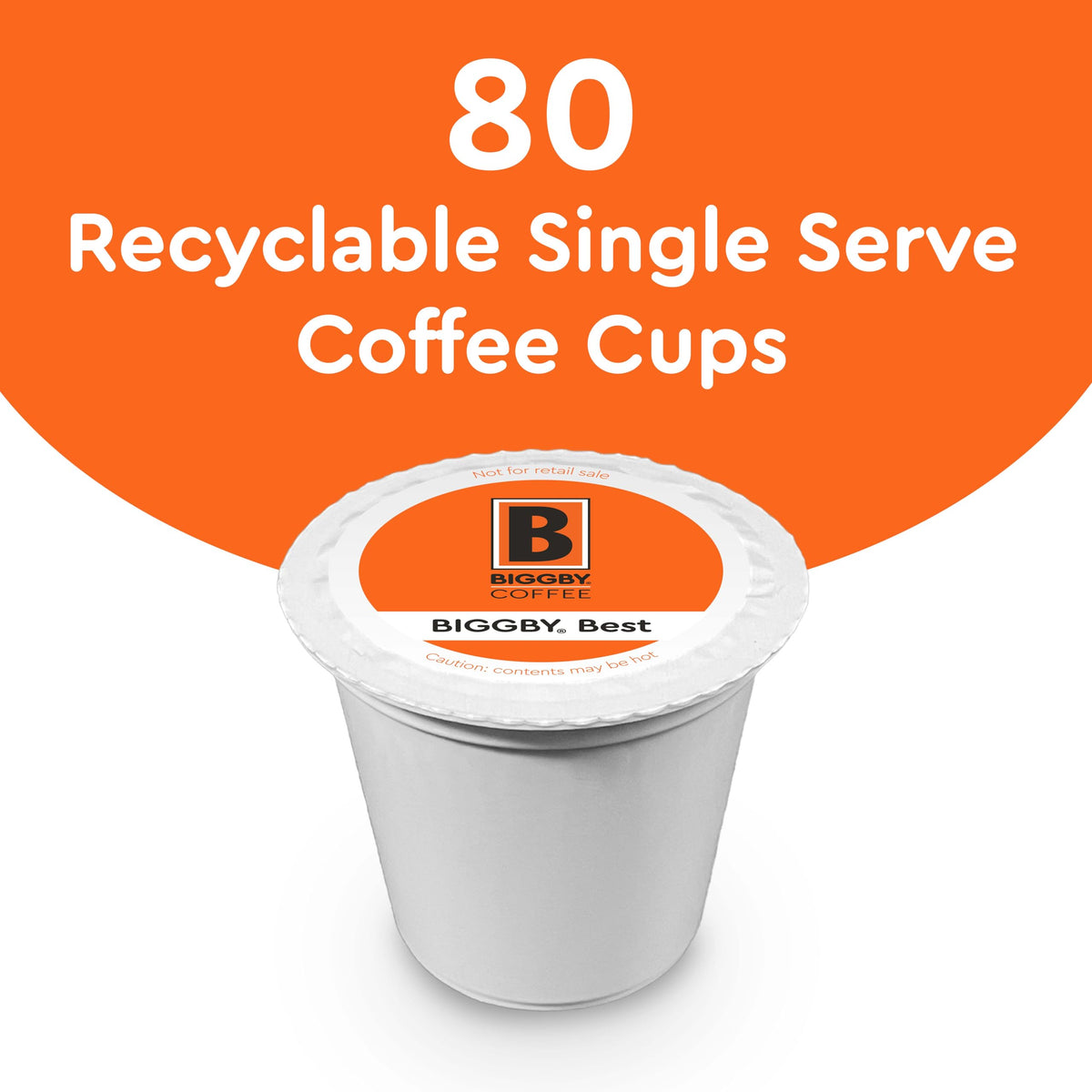 BIGGBY® Best Single Serve Coffee Pods – 80 Count, Medium Roast, Recyclable Cups