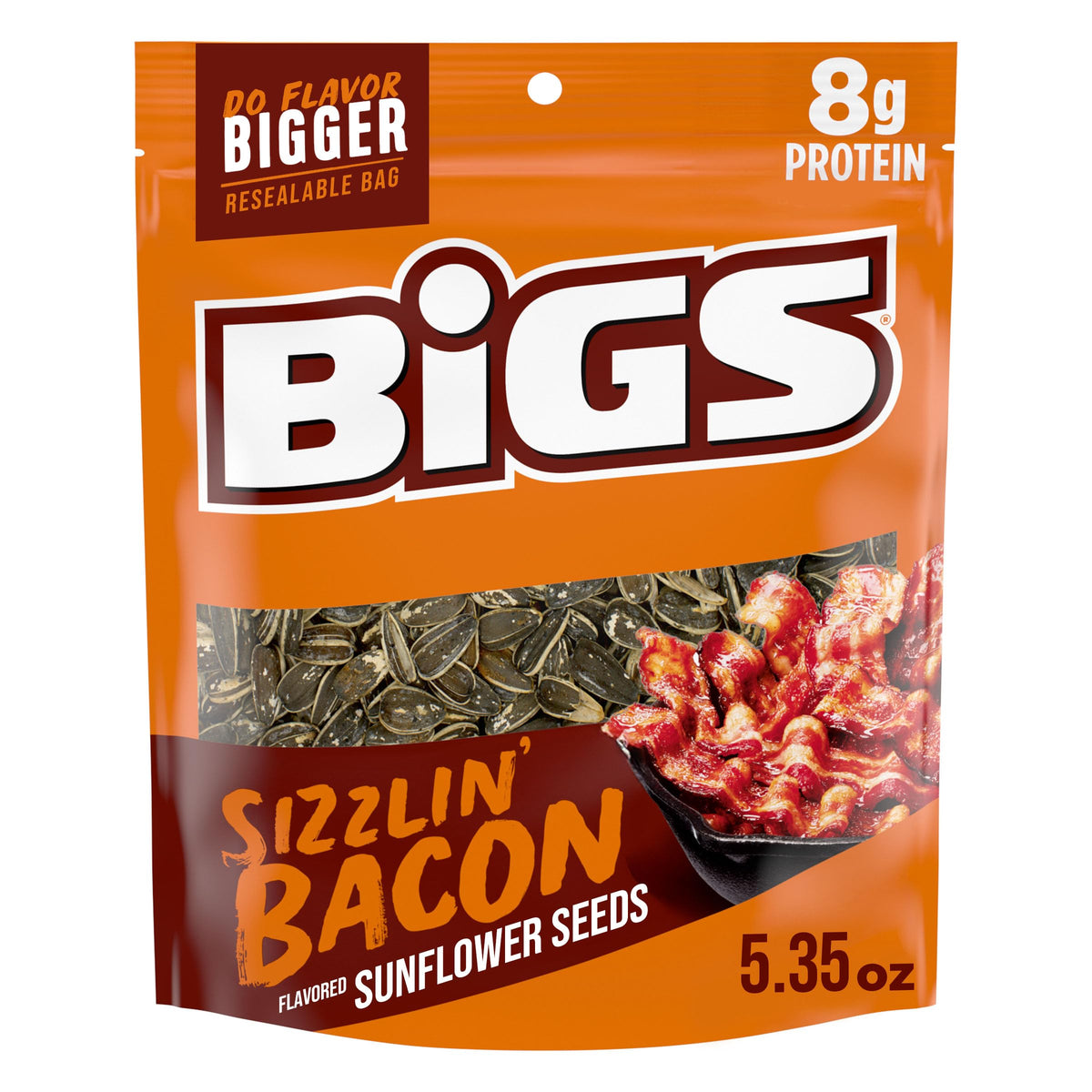 BIGS Sizzlin' Bacon Sunflower Seeds – Jumbo 5.35 oz Bags, Pack of 12 | Keto-Friendly Snack