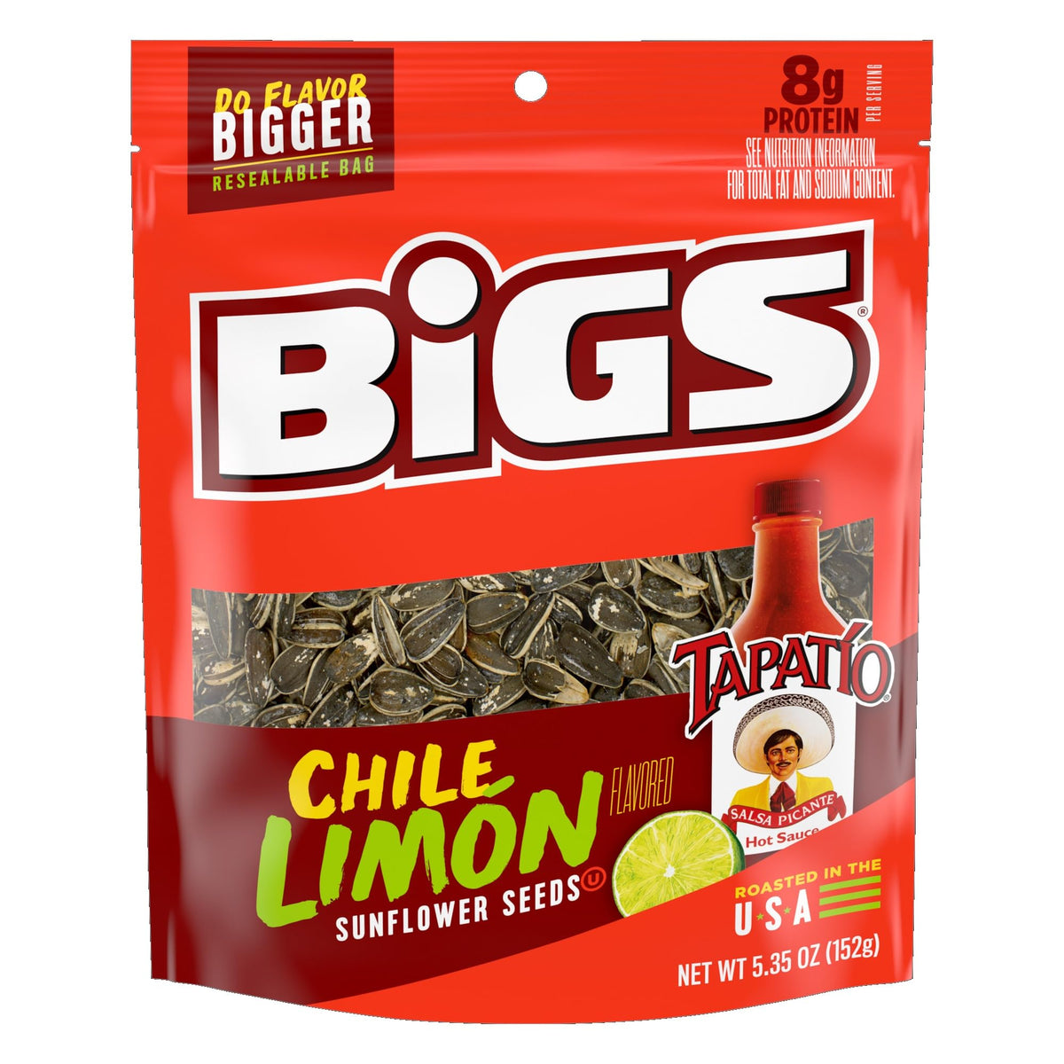 BIGS Sunflower Seeds - Tapatío Chile Limón Flavor, 5.35 oz (Pack of 12)