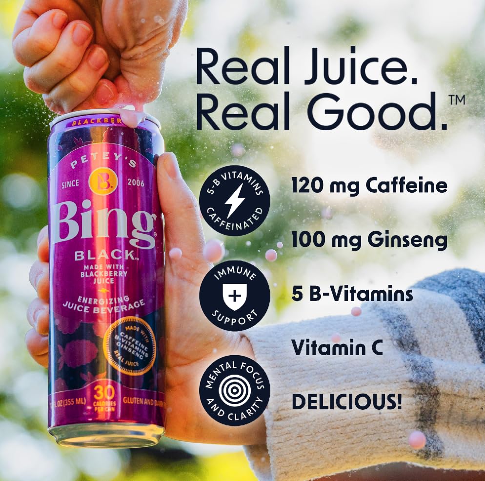Bing Black 12oz Cans – Blackberry & Ginseng Energy Drink (12-Pack)