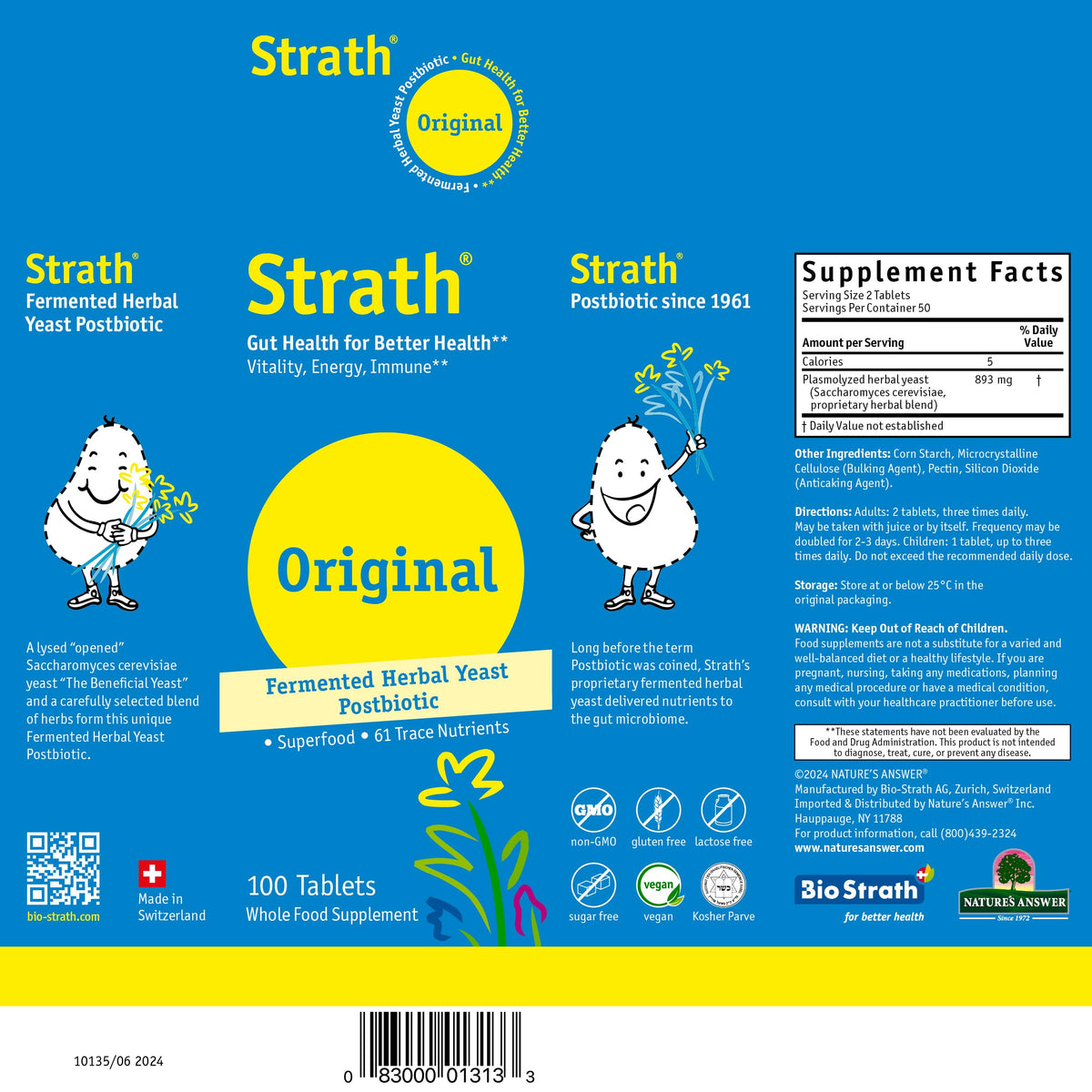 Bio-Strath Strath Nutritional Yeast Tablets – 100 Count | Vegetarian, Lactose-Free, Unflavored Daily Supplement