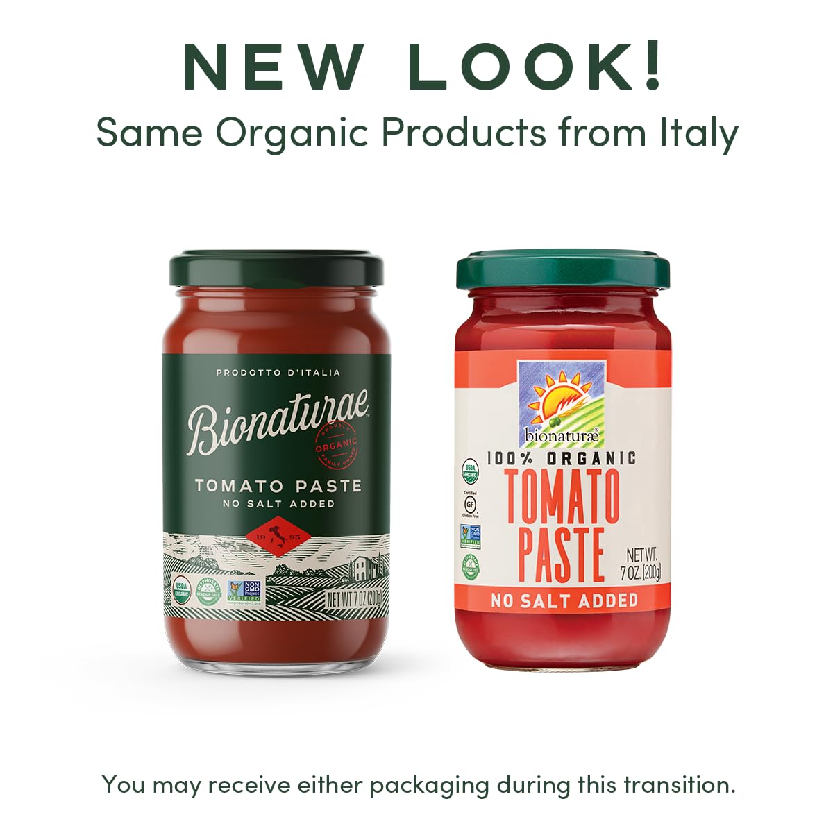 Bionaturae Organic Tomato Paste – No Salt, No Added Sugar, 7 oz Jar (12 Pack)