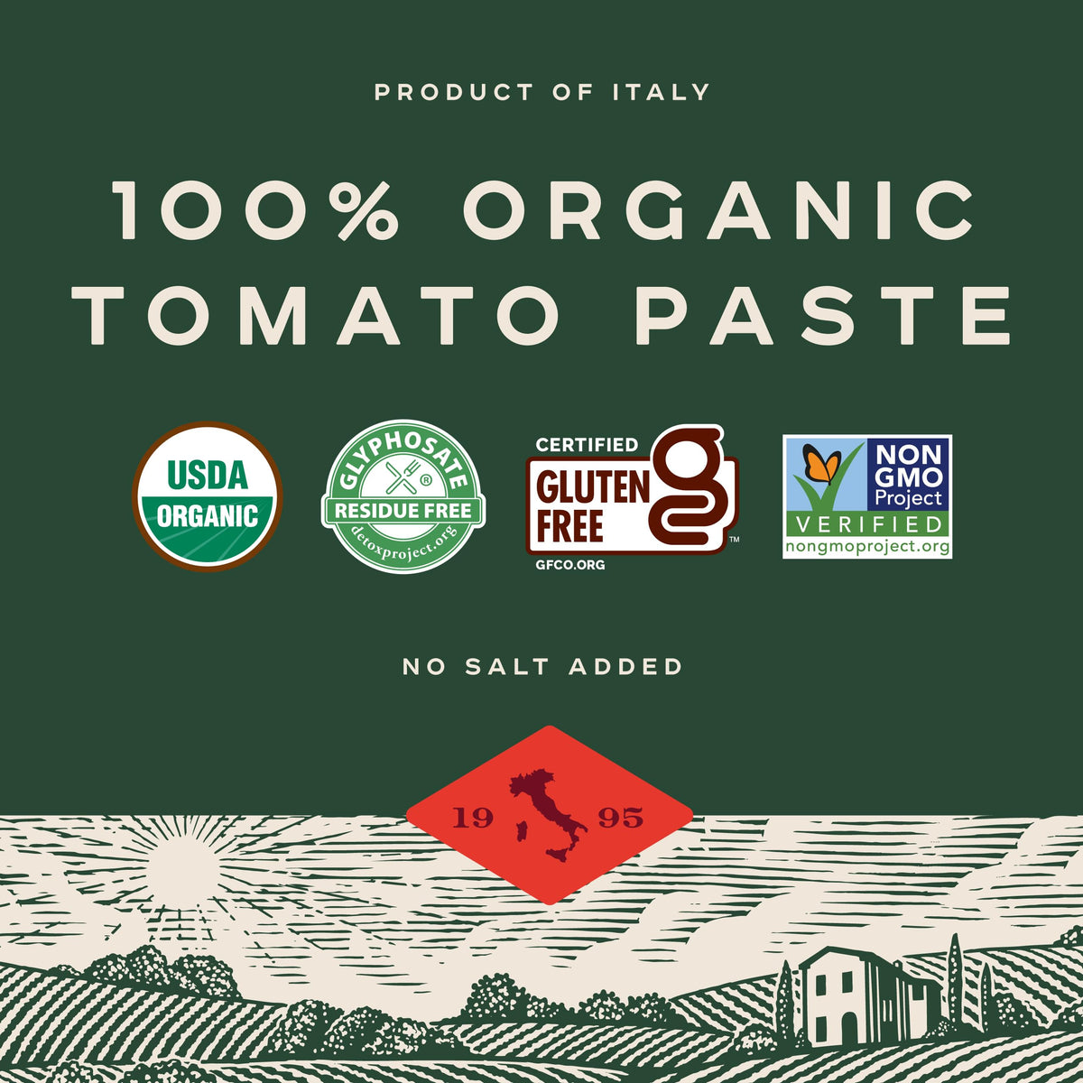 Bionaturae Organic Tomato Paste – No Salt, No Added Sugar, 7 oz Jar (12 Pack)