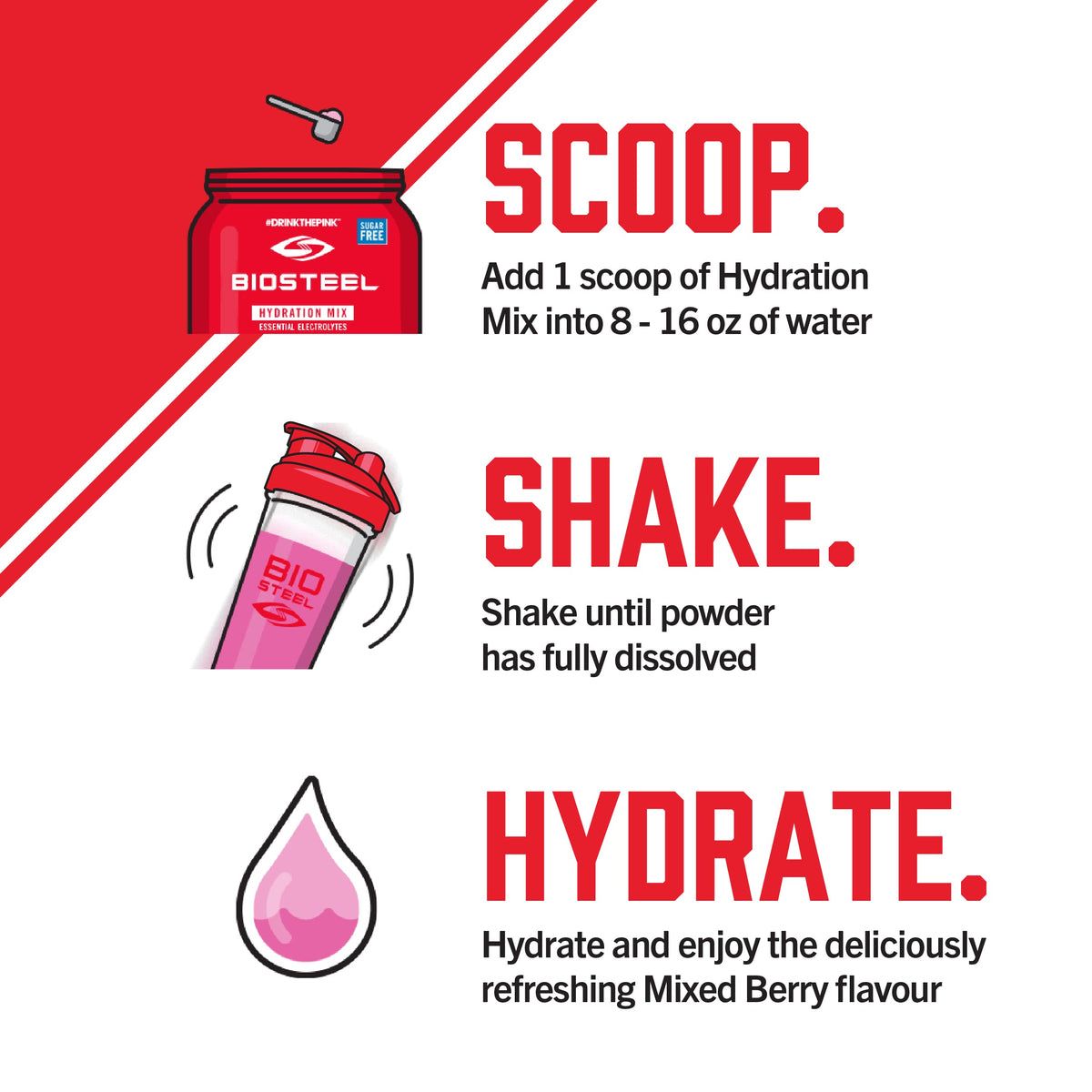 BioSteel Zero Sugar Hydration Mix – Berry, 100 Servings, 5 Electrolytes