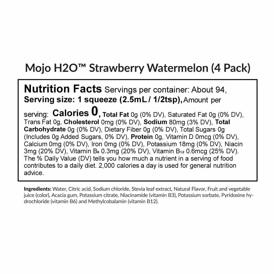 BioTrust Mojo H2O Natural Water Enhancer Drops – Strawberry Watermelon, Sugar-Free, 4-Pack (B Vitamins & Electrolytes)