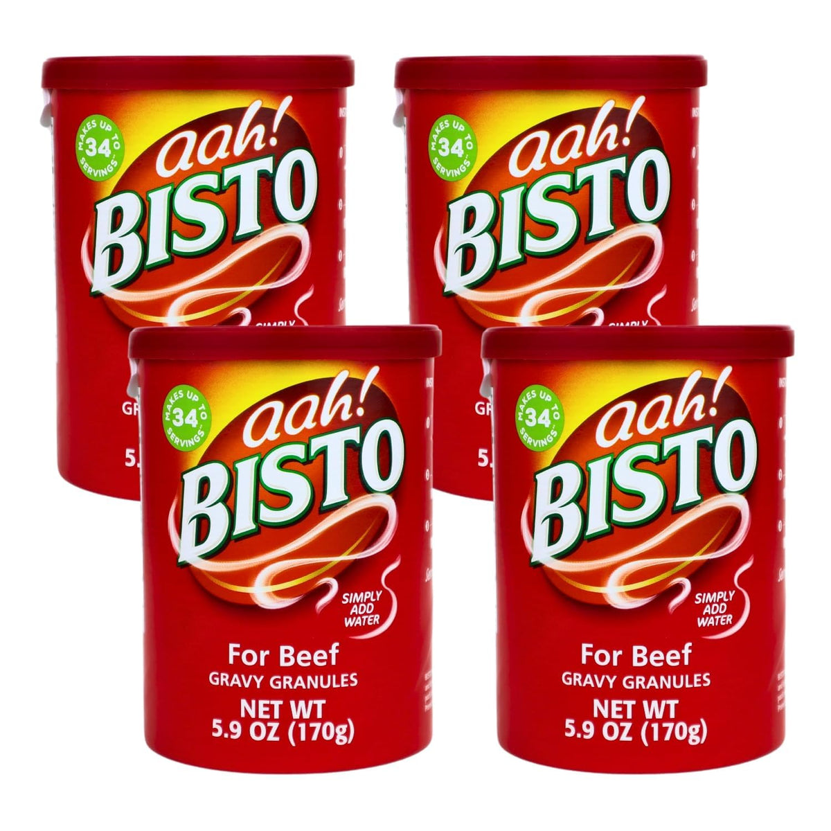 Bisto Gravy Granules – Rich Beef Gravy Mix, 4-Pack (5.9 oz each) for Roasts, Mashed Potatoes, and Comfort Dishes