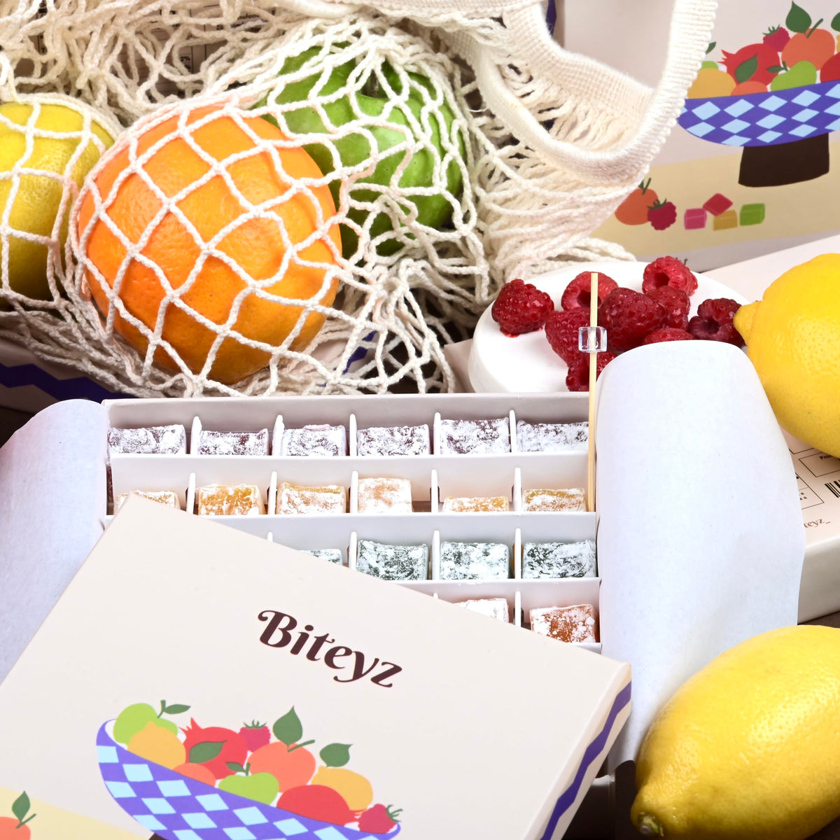 Biteyz Original Turkish Delight — Vegan Gourmet Gift Box with 36 Assorted Fruit Candies