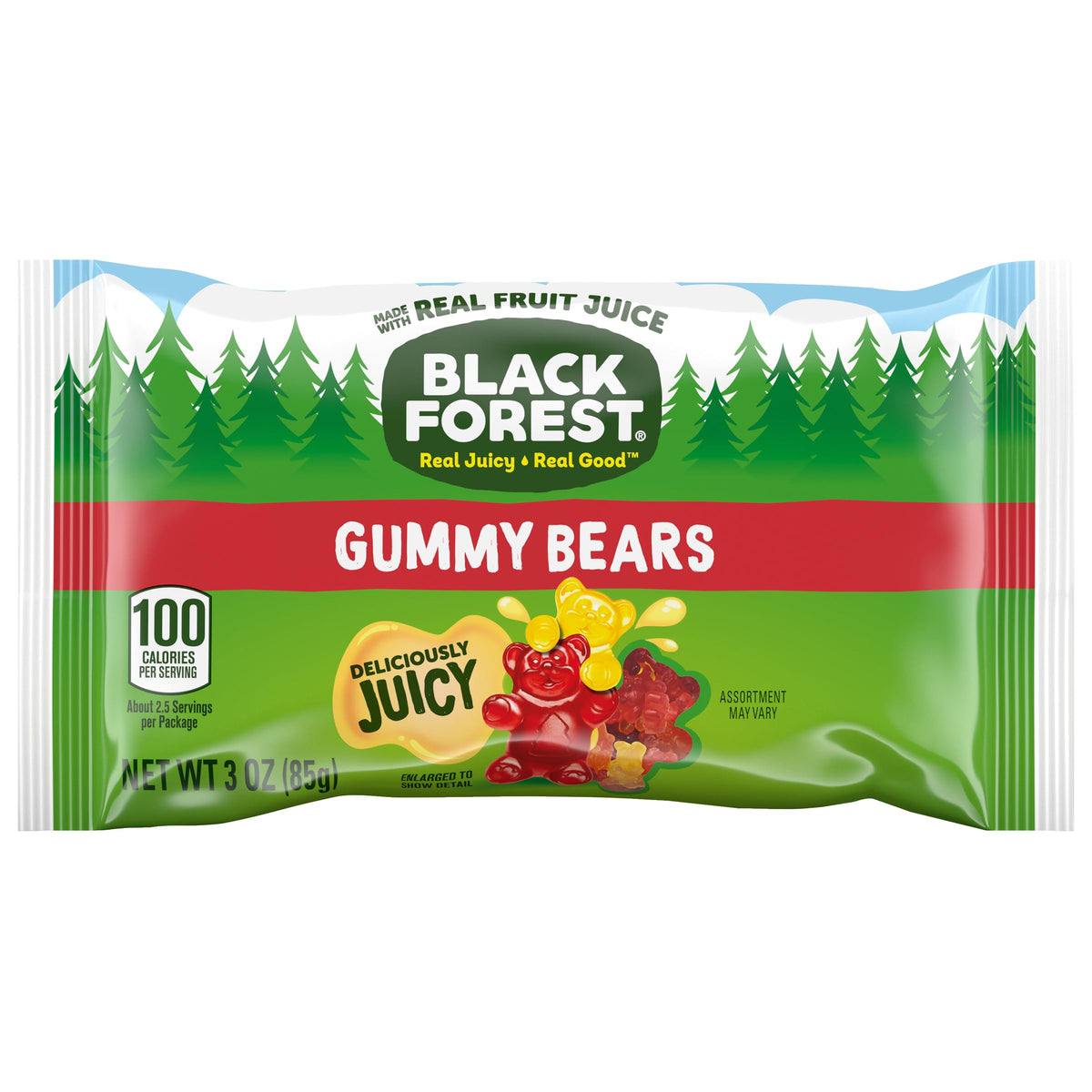 Black Forest Gummy Bears Candy — Real Fruit Juice, 12 Pack (3 oz Each)