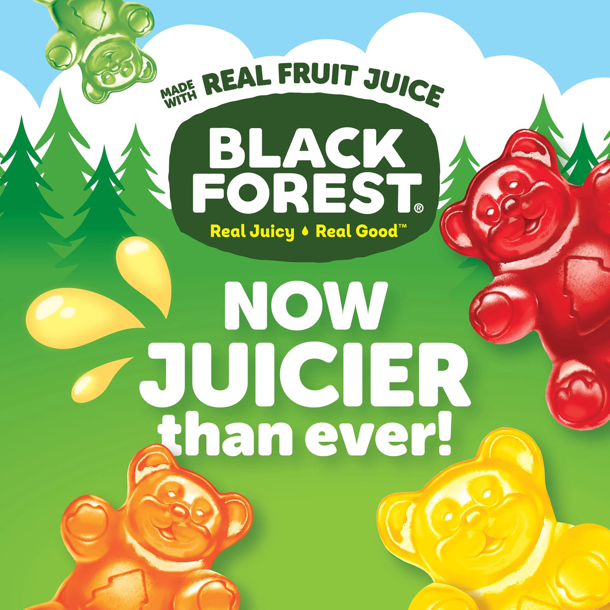 Black Forest Gummy Bears Candy — Real Fruit Juice, 12 Pack (3 oz Each)