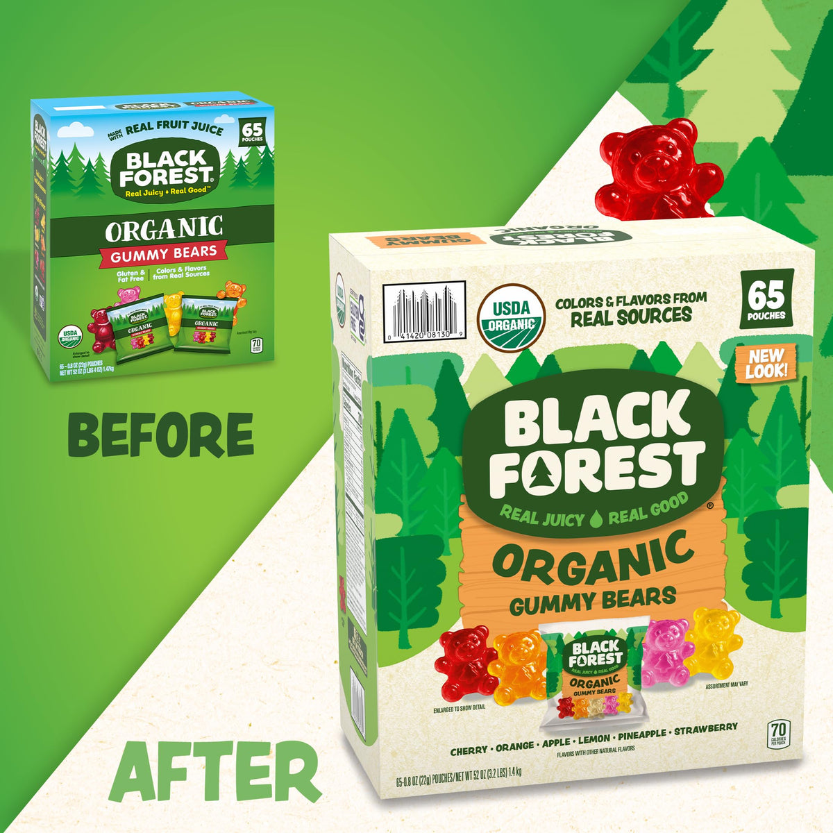 Black Forest USDA Organic Gummy Bears – 65 Pouches | 0.8 oz Each