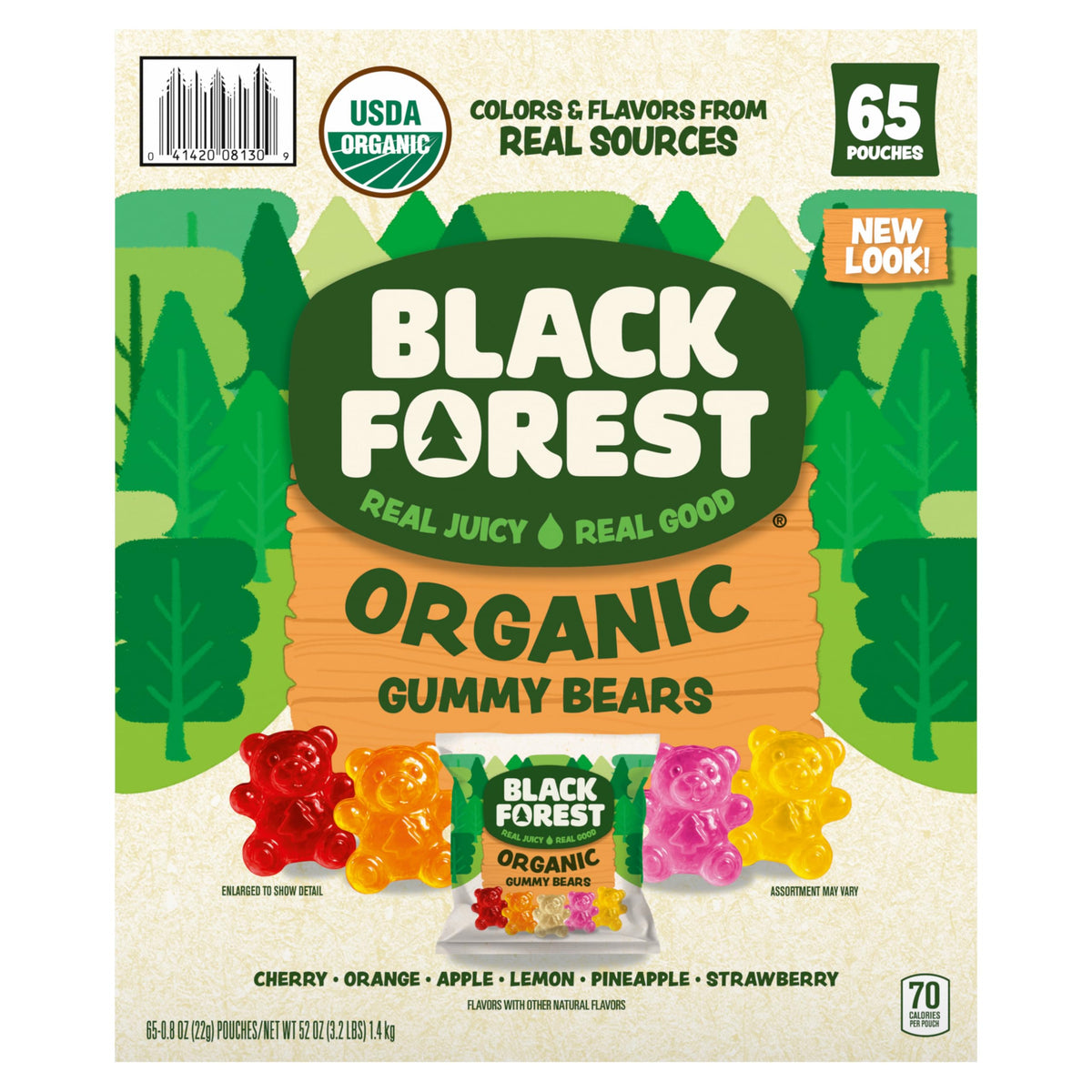 Black Forest USDA Organic Gummy Bears – 65 Pouches | 0.8 oz Each