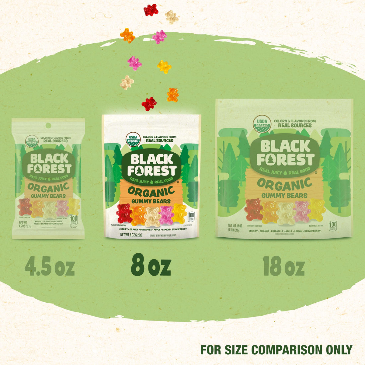 Black Forest Organic Gummy Bears Candy — 8 oz Bags (Pack of 6)