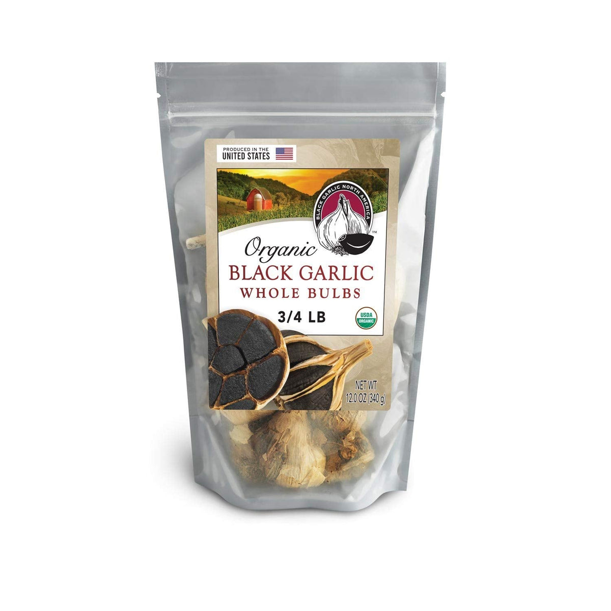 Black Garlic North America Organic American Whole Bulbs – 12 oz, Aged 120 Days