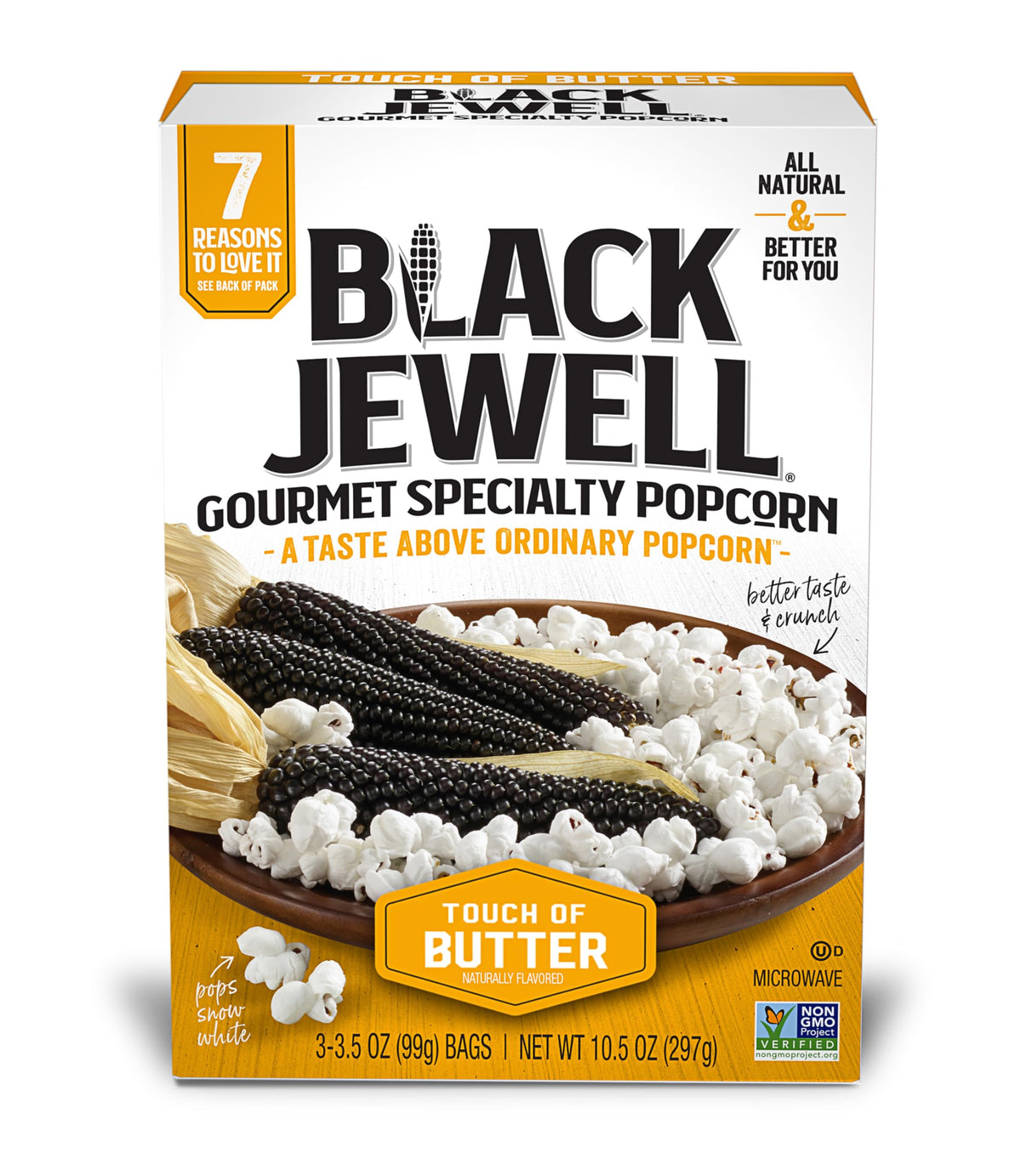 Black Jewell Gourmet White Microwave Popcorn – Touch of Butter, 10.5 oz (Pack of 6)